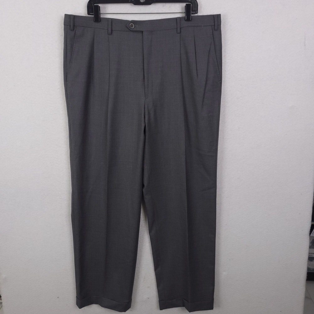 Brioni Cannes Dress Pants Mens 40R Grey Pleated Cuffed Super 130s Wool Italy